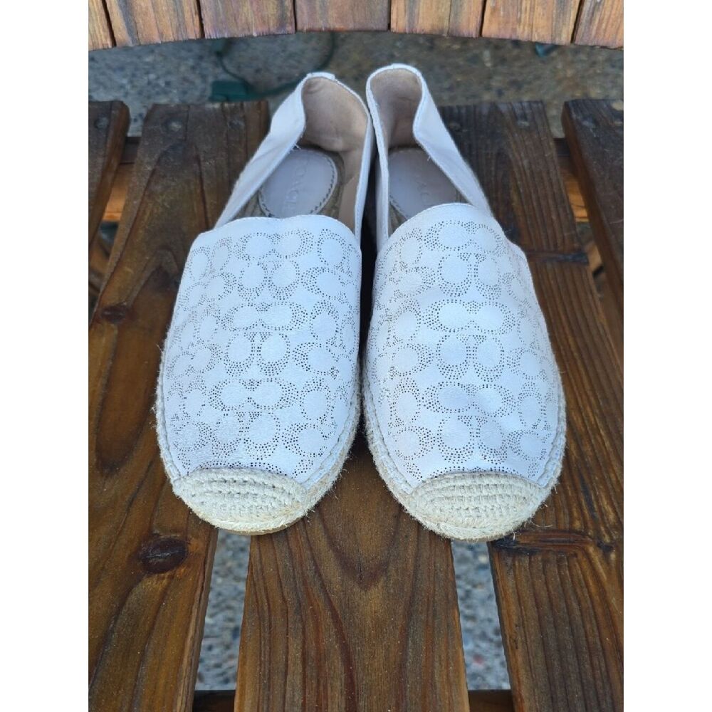 Coach Cream Logo Espadrille Slip-On Flats Size 9 - Picture 4 of 11